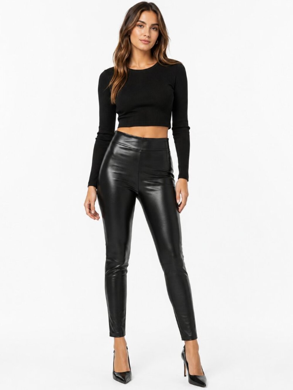 Yves Saint Laurent Vintage Black Leather Pants Leggings FR 38 Made in Italy